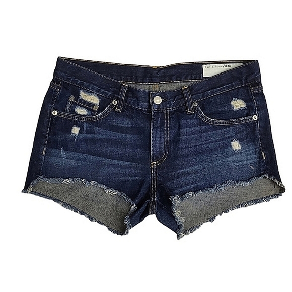 rag & bone Pants - Rag & Bone Shorts Jean Cut Off Short in Doris Distressed Cotton Dark Wash sz 27